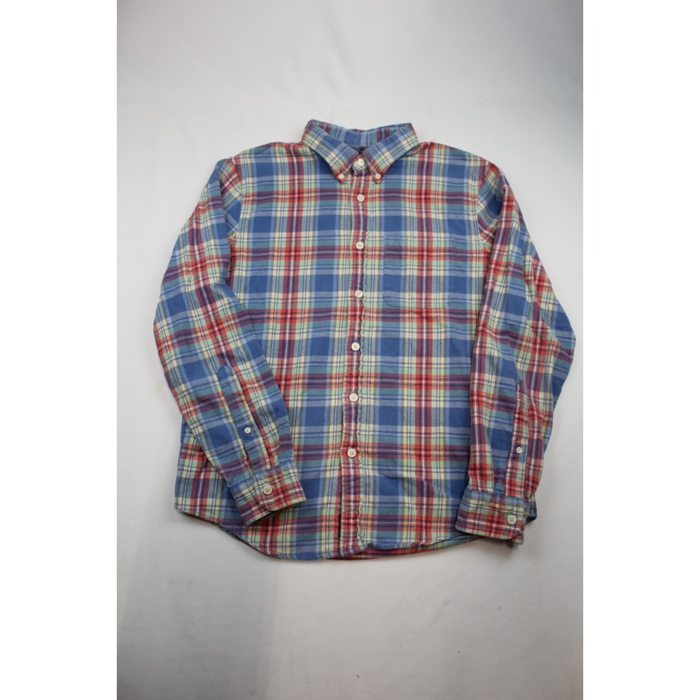 Abercrombie And Fitch Mens Muscle Blue Red Plaid Button Shirt Size L Large
